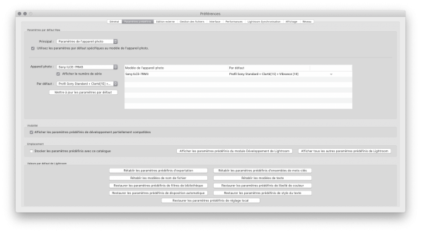 Comportement par defaut module Dev